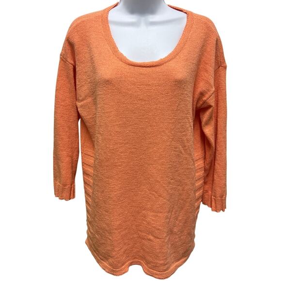 Chico's Sweaters - Chico's Size 1 (XL/16) Knit Sweater Coral Orange 3/4 Sleeve Pullover Tunic